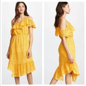 Joie Corynn Yellow Eyelet Off The Shoulder Dress